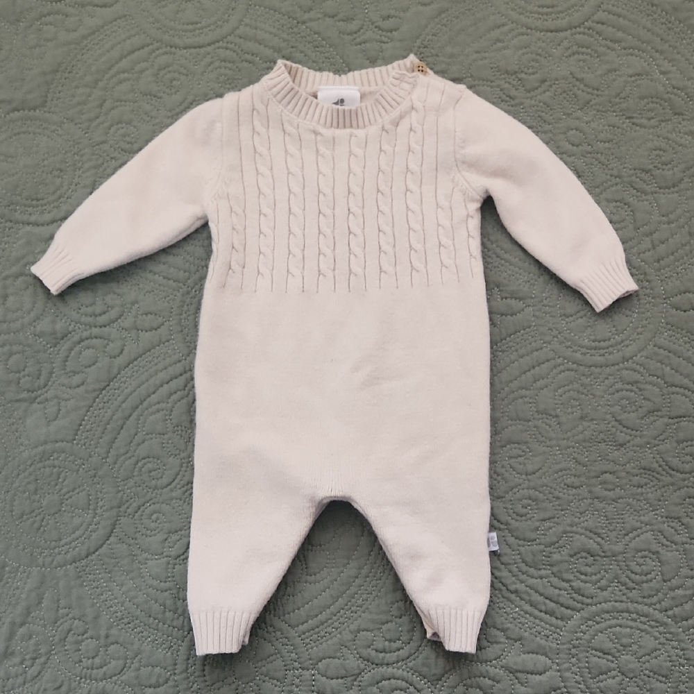 Cozy Cream Cable Knit Baby One Piece